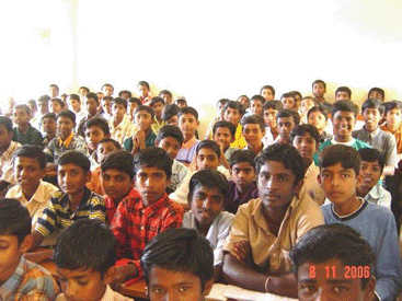 Room of school boys in India